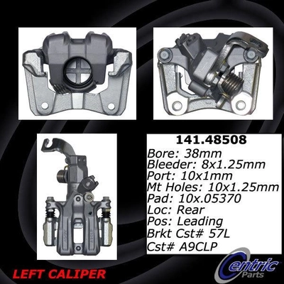 Rear Left Rebuilt Caliper With Hardware by CENTRIC PARTS - 141.48508 pa9