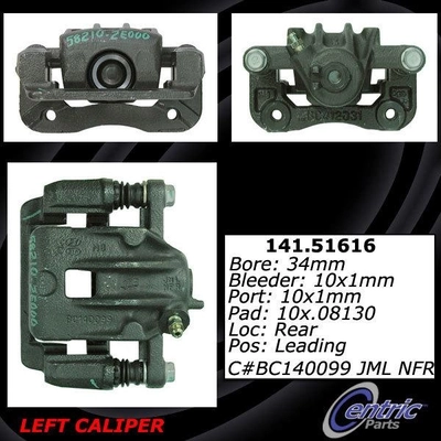 Rear Left Rebuilt Caliper With Hardware by CENTRIC PARTS - 141.51616 pa7