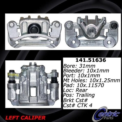 Rear Left Rebuilt Caliper With Hardware by CENTRIC PARTS - 141.51636 pa8