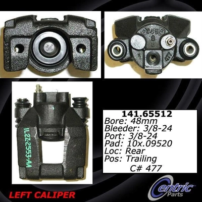 Rear Left Rebuilt Caliper With Hardware by CENTRIC PARTS - 141.65512 pa11