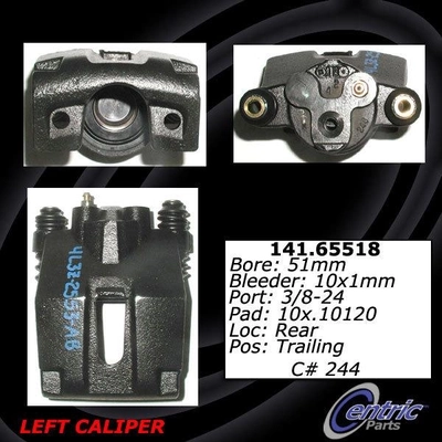 Rear Left Rebuilt Caliper With Hardware by CENTRIC PARTS - 141.65518 pa12