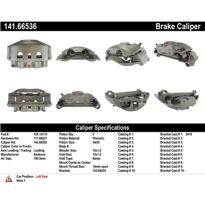 Étrier arrière gauche reconditionné avec matériel by CENTRIC PARTS - 141.66536 pa2