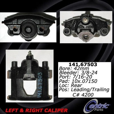 Rear Left Rebuilt Caliper With Hardware by CENTRIC PARTS - 141.67503 pa10