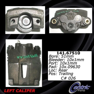 Rear Left Rebuilt Caliper With Hardware by CENTRIC PARTS - 141.67510 pa4