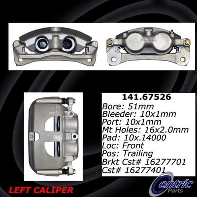 Rear Left Rebuilt Caliper With Hardware by CENTRIC PARTS - 141.67526 pa12