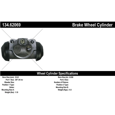 Cylindre de roue arrière gauche  by CENTRIC PARTS - 134.62069 pa1