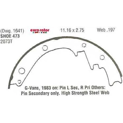Rear New Brake Shoes by EUROROTOR - 473R pa3