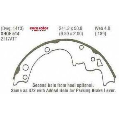 Rear New Brake Shoes by EUROROTOR - 514R pa1