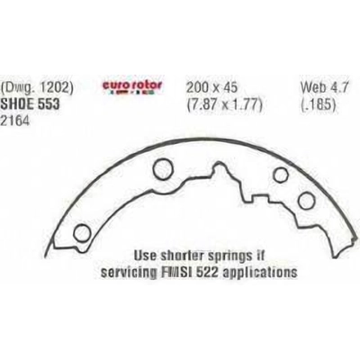 Rear New Brake Shoes by EUROROTOR - 553R pa2