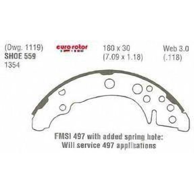Rear New Brake Shoes by EUROROTOR - 559 pa1