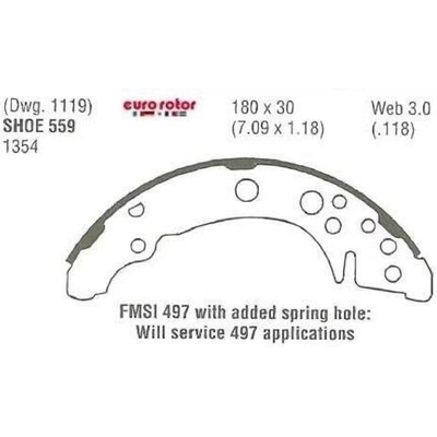 Rear New Brake Shoes by EUROROTOR - 559 pa3