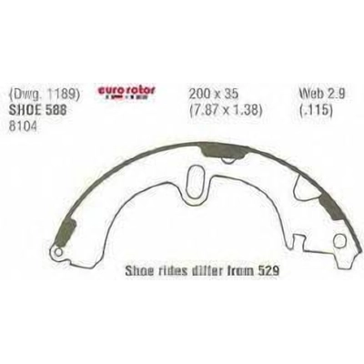 Rear New Brake Shoes by EUROROTOR - 588 pa1