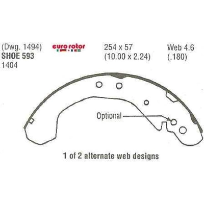Rear New Brake Shoes by EUROROTOR - 593R pa5