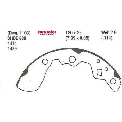 Rear New Brake Shoes by EUROROTOR - 608 pa4