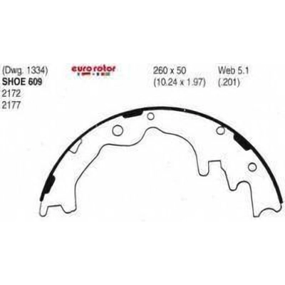 Rear New Brake Shoes by EUROROTOR - 609 pa3