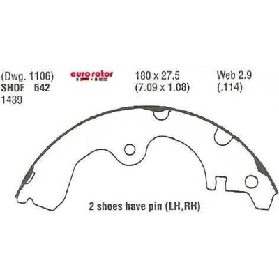Rear New Brake Shoes by EUROROTOR - 642 pa4
