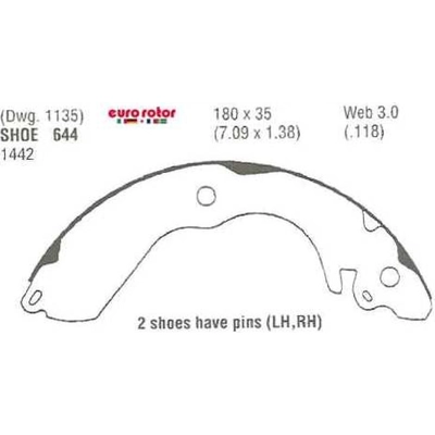Rear New Brake Shoes by EUROROTOR - 644 pa4