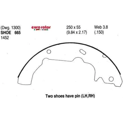 Rear New Brake Shoes by EUROROTOR - 665 pa4