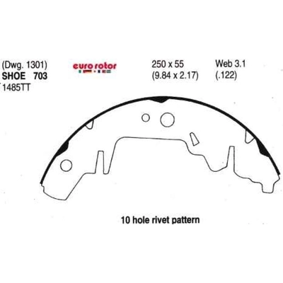 Rear New Brake Shoes by EUROROTOR - 703 pa4