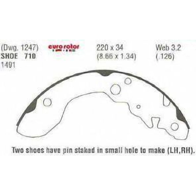 Rear New Brake Shoes by EUROROTOR - 710 pa3