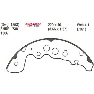 Rear New Brake Shoes by EUROROTOR - 738 pa4
