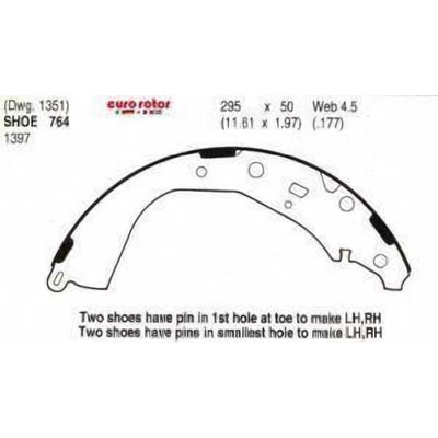 Rear New Brake Shoes by EUROROTOR - 764 pa1