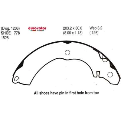 Rear New Brake Shoes by EUROROTOR - 778 pa4