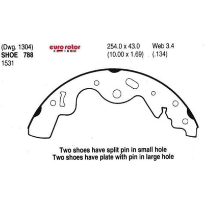 Rear New Brake Shoes by EUROROTOR - 788 pa4
