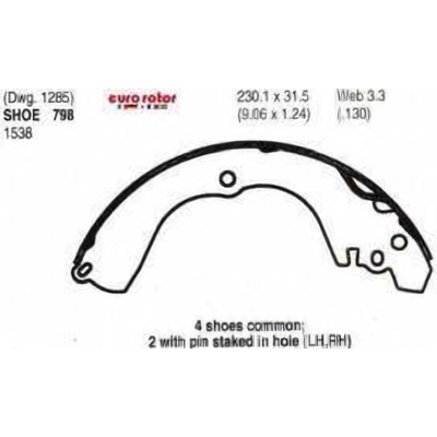 Rear New Brake Shoes by EUROROTOR - 798 pa2