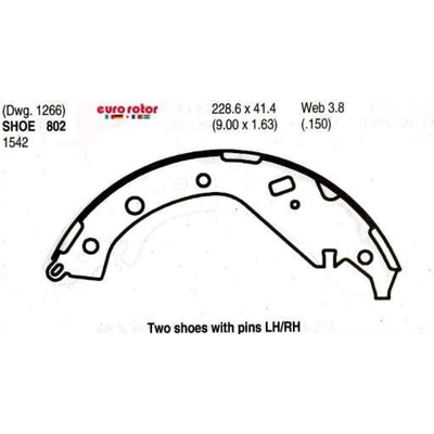 Rear New Brake Shoes by EUROROTOR - 802 pa4