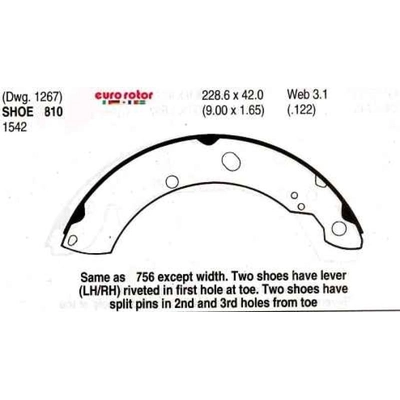 Rear New Brake Shoes by EUROROTOR - 810 pa4