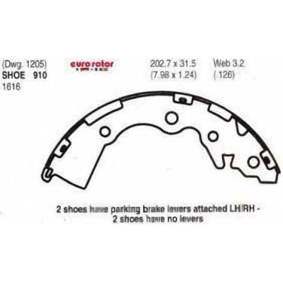 Rear New Brake Shoes by EUROROTOR - 910 pa3