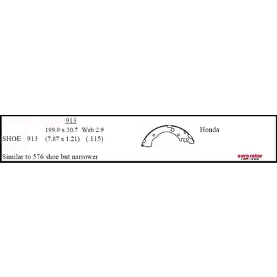 EUROROTOR - 913 - Rear New Brake Shoes pa5