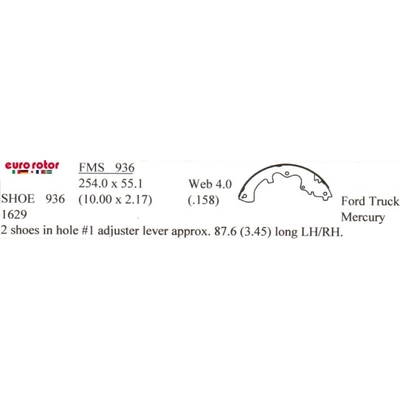Rear New Brake Shoes by EUROROTOR - 936 pa4