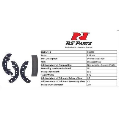 Rear New Brake Shoes by RS PARTS - RSS714 pa4