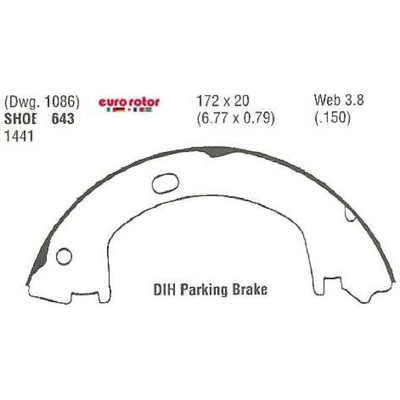 Rear Parking Brake Shoes by EUROROTOR - 643 pa3