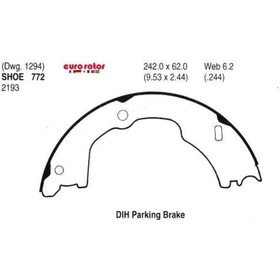 EUROROTOR - 772 - Rear Parking Brake Shoe pa3