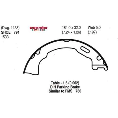 Rear Parking Brake Shoes by EUROROTOR - 791 pa3