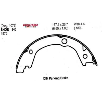 Rear Parking Brake Shoes by EUROROTOR - 845 pa3