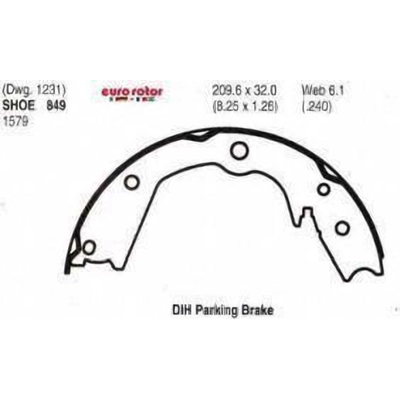 Rear Parking Brake Shoes by EUROROTOR - 849 pa3