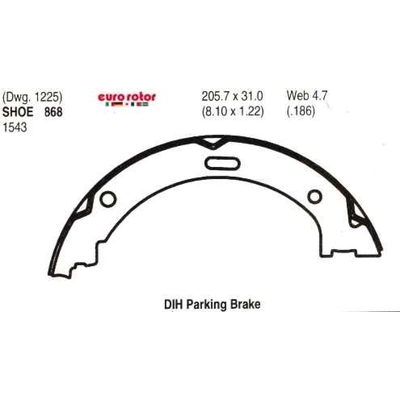 Rear Parking Brake Shoes by EUROROTOR - 868 pa3