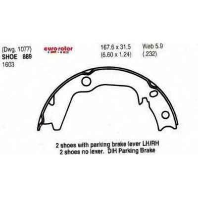 EUROROTOR - 889 - Rear Parking Brake Shoes pa1