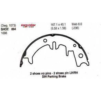 Rear Parking Brake Shoes by EUROROTOR - 894 pa3