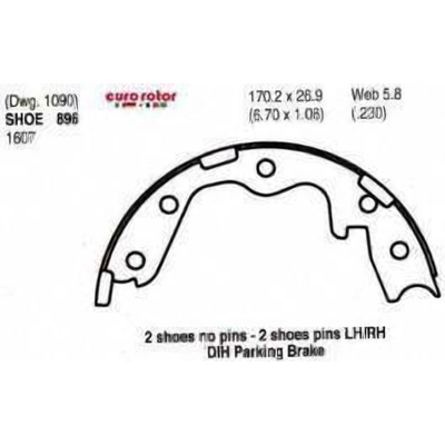 Rear Parking Brake Shoes by EUROROTOR - 896 pa2