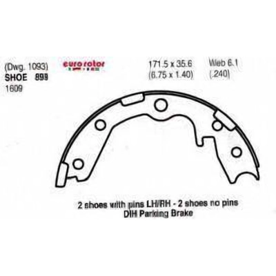 Rear Parking Brake Shoes by EUROROTOR - 899 pa1