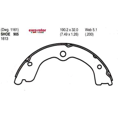 Rear Parking Brake Shoes by EUROROTOR - 905 pa3