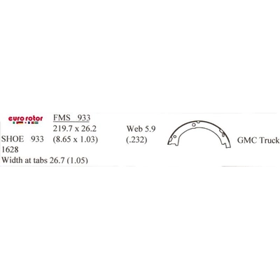 Rear Parking Brake Shoes by EUROROTOR - 933 pa3