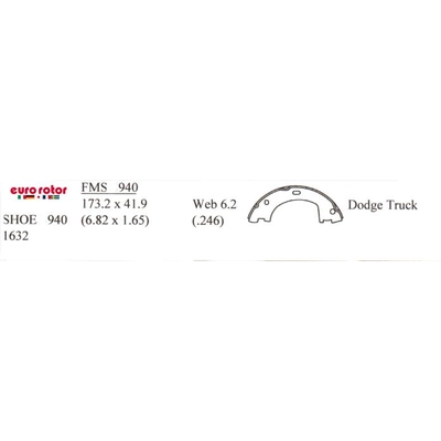 Rear Parking Brake Shoes by EUROROTOR - 940 pa3