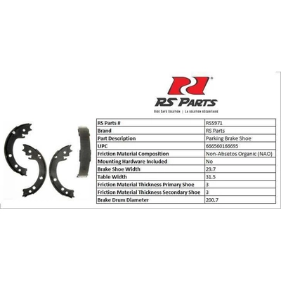 Rear Parking Brake Shoes by RS PARTS - RSS971 pa3