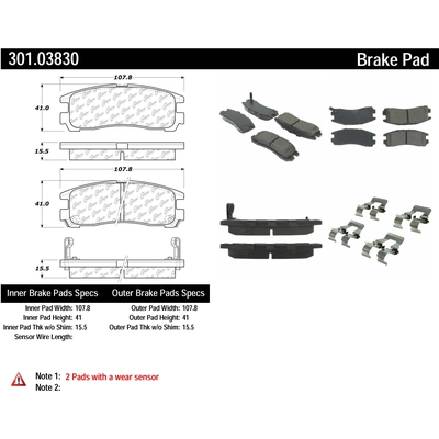 Plaquettes de frein arrière en céramique qualité supérieur by CENTRIC PARTS - 301.03830 pa1